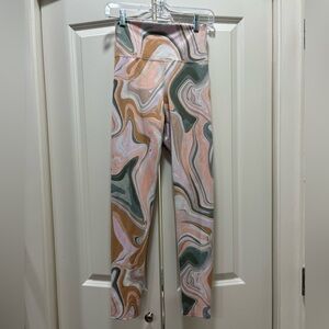 Beach Riot Swirl Pattern Leggings - Pink, Green, Tan